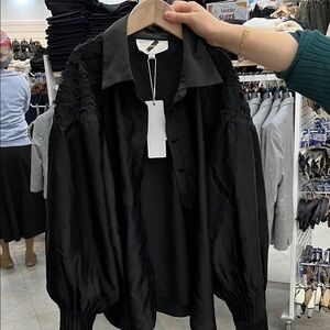 Black Women's Button Down Shirt - Elegant Black